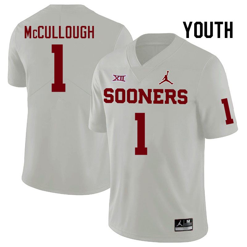 Youth #1 Dasan McCullough Oklahoma Sooners College Football Jerseys Stitched-White